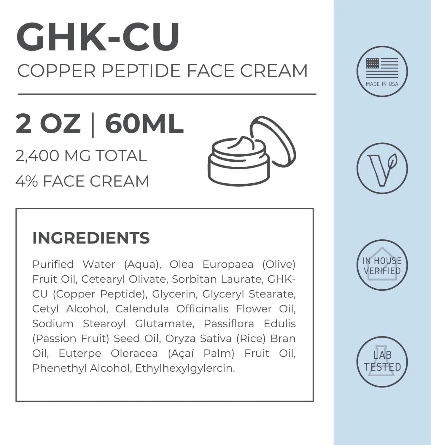 Advanced GHK-Cu Copper Peptide Face Cream 2400mg